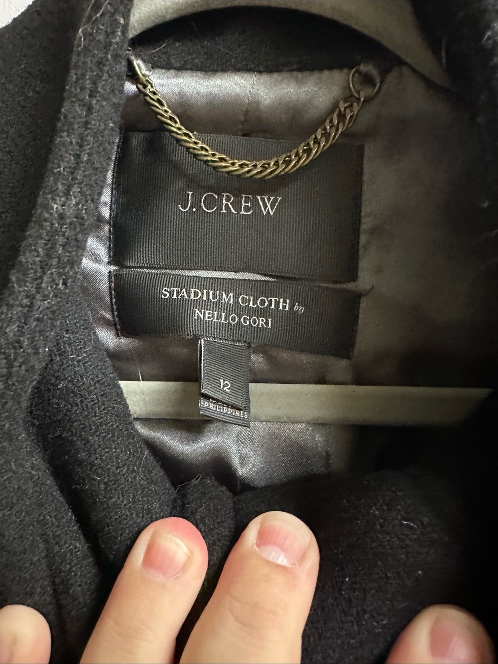 J. Crew Black Wool Pea Coat with Stand Collar - Picture 2 of 3